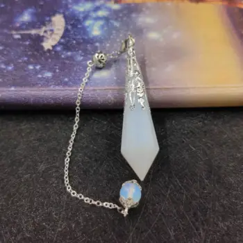 

High quality Natural stone pendulum for dowsing quartz Opalite opal pendulos sacred geometry healing crystals pendant jewelry