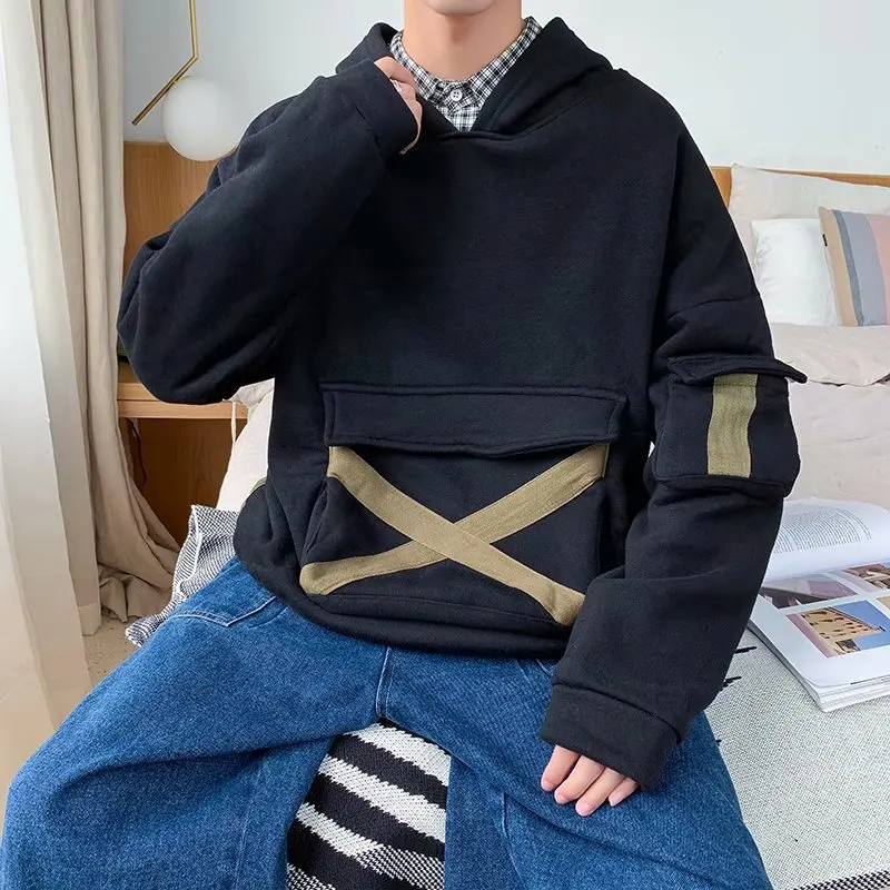 Fashion Hoodie Men Autumn Winter Hooded Plus Cashmere Leisure Sports Tooling Jacket Japanese Trend Big Pocket Couple Sweatshirts 
Fashion Hoodie Men Autumn Winter Hooded Plus Cashmere Leisure Sports Tooling Jacket Japanese Trend Big Pocket Couple Sweatshirts
