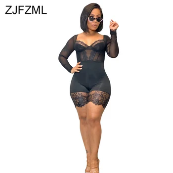 Sexy Lace Spliced Bandage Playsuit Women V-Neck Long Sleeve Bodycon Jumpsuit Party Night Club See Through Black Skinny Overall
Sexy Lace Spliced Bandage Playsuit Women V-Neck Long Sleeve Bodycon Jumpsuit Party Night Club See Through Black Skinny Overall