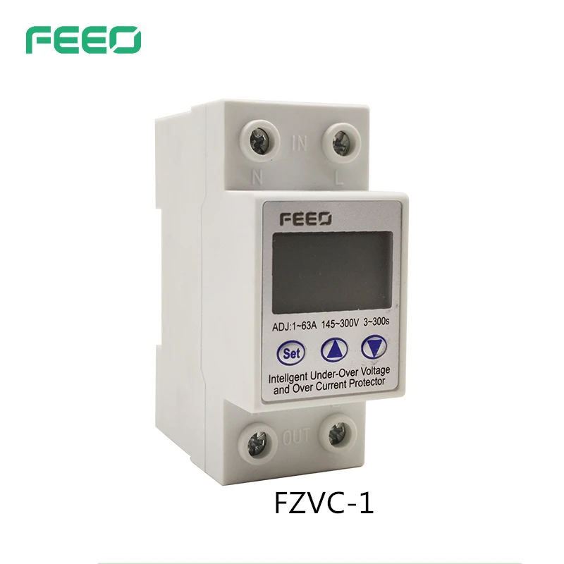 63A 145-300V Din rail adjustable over under voltage protective device current limit protection Voltmeter ammeter
63A 145-300V Din rail adjustable over under voltage protective device current limit protection Voltmeter ammeter