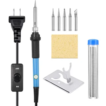 Soldering Iron Kit, 60W Adjustable Temperature Welding Tool with ON-Off Switch,9-In-1 Soldering Kits,US Plug
Soldering Iron Kit, 60W Adjustable Temperature Welding Tool with ON-Off Switch,9-In-1 Soldering Kits,US Plug