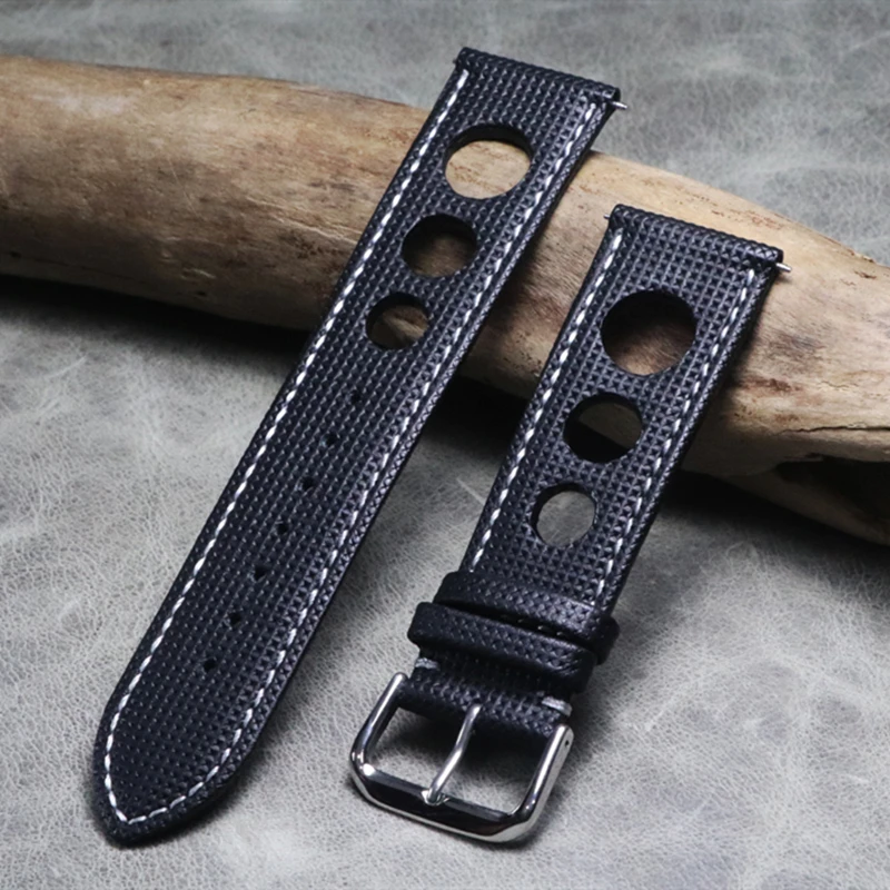 Ремешок для часов SEIKO кожаный трехмерный дизайнерский браслет аксессуары черный