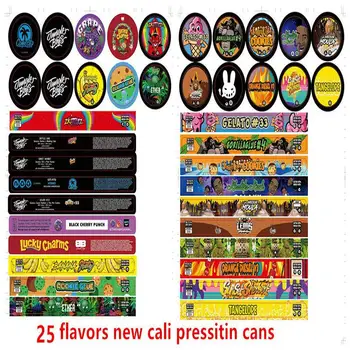 

8 Types In Stock 35grams Colorful Exotics Cali Tin Cans Exotic With Stickers Labels 100ml Cali Press Tins 7323mm Cans