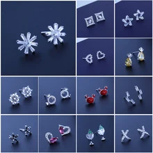 Utimtree Creatieve Vrouwelijke Hart Stud Oorbellen 925 Zilver CZ Zirkoon Oorbel Sieraden Vrouwen Sterling-Zilver-Jewlery Pendientes Mujer(China)