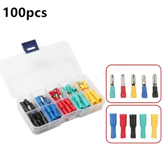 100pcs Assorted Insulated Female & Male Crimp Wire Terminals Brass, 22-16 AWG, 5 Colors
100pcs Assorted Insulated Female & Male Crimp Wire Terminals Brass, 22-16 AWG, 5 Colors