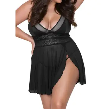 Women Plus Size Lingerie Dress Front Slit V Neck Mesh Sheer Nightgown Lace Patch Q6PB
Women Plus Size Lingerie Dress Front Slit V Neck Mesh Sheer Nightgown Lace Patch Q6PB