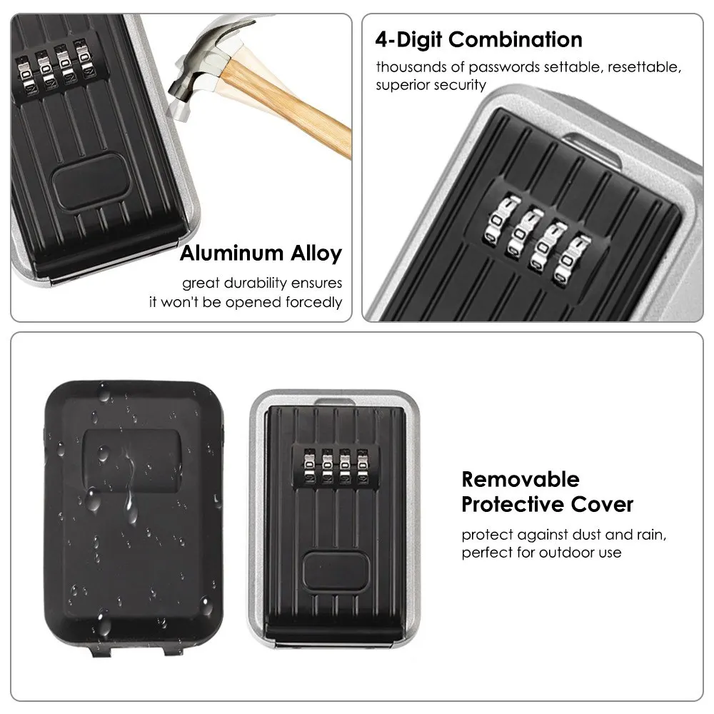 Wall Mounted Outdoor Key Storage Lock Box 4-Digit Combination Password Key Cover H25288 Box 4-Digit Holder Hider
Wall Mounted Outdoor Key Storage Lock Box 4-Digit Combination Password Key Cover H25288 Box 4-Digit Holder Hider