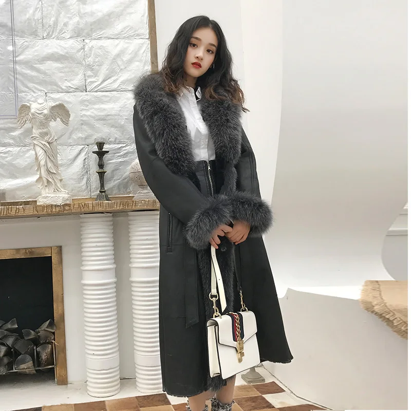 rf1977 Natural Fox Fur Collar Long Style Sheep Fur Overcoat Super Warm Winter Woman's Real Sheep Shearling Coat
rf1977 Natural Fox Fur Collar Long Style Sheep Fur Overcoat Super Warm Winter Woman's Real Sheep Shearling Coat