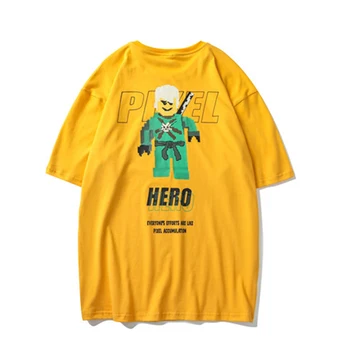 

2020 Summer Mens hero Printed Oversized T Shirt 100%Cotton Streetwear Women yellow Unisex Short Sleeve Couples Top tees
