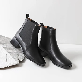 Women's genuine leather slip-on flats Chelsea boots autumn low heel comfortable ankle boots elastic patchwoork short boots shoes
Women's genuine leather slip-on flats Chelsea boots autumn low heel comfortable ankle boots elastic patchwoork short boots shoes