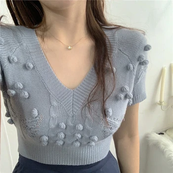 New Handmade Hairball Cropped Pullovers Women Sweater 2019 Summer Thin Needle Hollow V-neck Fashion Jumper Top
New Handmade Hairball Cropped Pullovers Women Sweater 2019 Summer Thin Needle Hollow V-neck Fashion Jumper Top