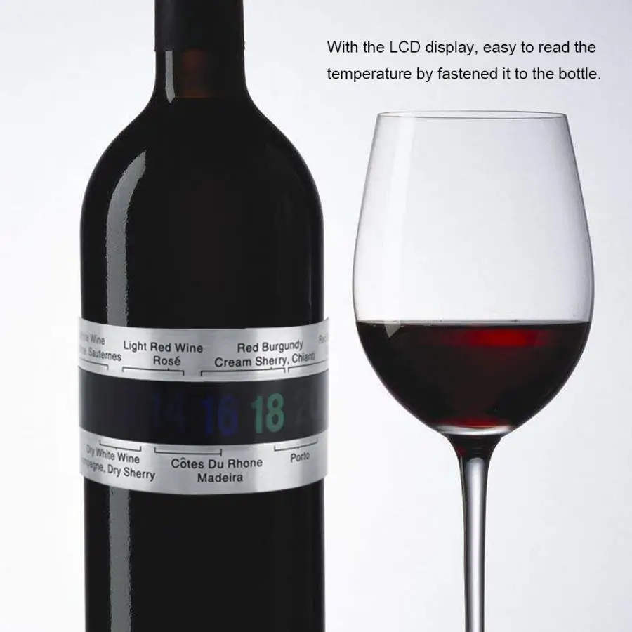 Creative Stainless Steel Wine Bottle Thermometer LCD Beer Red Wines Bracelet Temperature Sensor in 15 seconds | Дом и сад