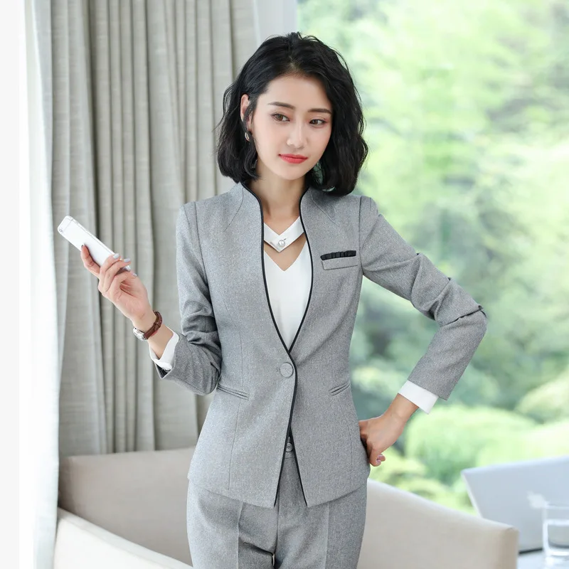 2019 autumn and winter new long-sleeved women's suit Temperament Slim Gray Business Suit Set Women Slim skirt suit pants suit
2019 autumn and winter new long-sleeved women's suit Temperament Slim Gray Business Suit Set Women Slim skirt suit pants suit