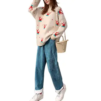 2020 Newest Christmas Winter Women Cartoon Christmas Deer Pattern Long Sleeve Mock Neck Loose Knitted Sweater
2020 Newest Christmas Winter Women Cartoon Christmas Deer Pattern Long Sleeve Mock Neck Loose Knitted Sweater