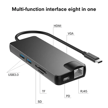 USB C HUB Type C To Multi USB 3.0 HDMI RJ45 Adapter for MacBook for Huawei Pro 8 In 1 Type C HUB OTG Adapter USB Splitter Hub
USB C HUB Type C To Multi USB 3.0 HDMI RJ45 Adapter for MacBook for Huawei Pro 8 In 1 Type C HUB OTG Adapter USB Splitter Hub