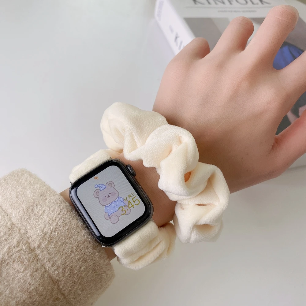 Высококачественный плюшевый ремешок для Apple watch SE7 6 5 4 3 2 1 40/44 мм эластичный iwatch 38 42