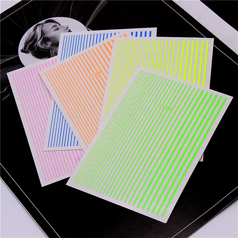1 Sheet 3D Fluorescent sticker Curve Stripe Lines Nails Stickers Adhesive Striping Flexible Line Decals for Nail Art Decoration
1 Sheet 3D Fluorescent sticker Curve Stripe Lines Nails Stickers Adhesive Striping Flexible Line Decals for Nail Art Decoration
