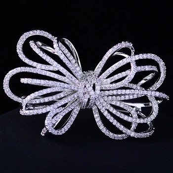 

Luxury Cubic Zirconia Wedding Big Bowknot Brooch Pin Dress Sash Pins Bridal Bouquet Brooches Jewelry Christmas Gift Broches