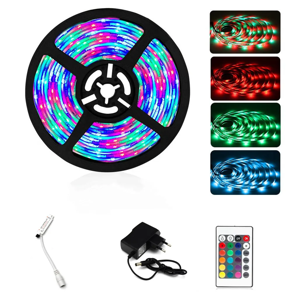 5M Flexible LED Light Strip 2835 RGB Waterproof Ribbon Tape Led strip with Controller and Adapter for Home Building Lighting
5M Flexible LED Light Strip 2835 RGB Waterproof Ribbon Tape Led strip with Controller and Adapter for Home Building Lighting