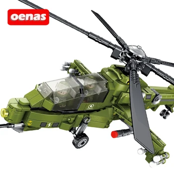 Modern military MOC China WZ-10 Helicopter building blocks ww2 army Soldier airplane figures kits toys for boys Birthday gifts
