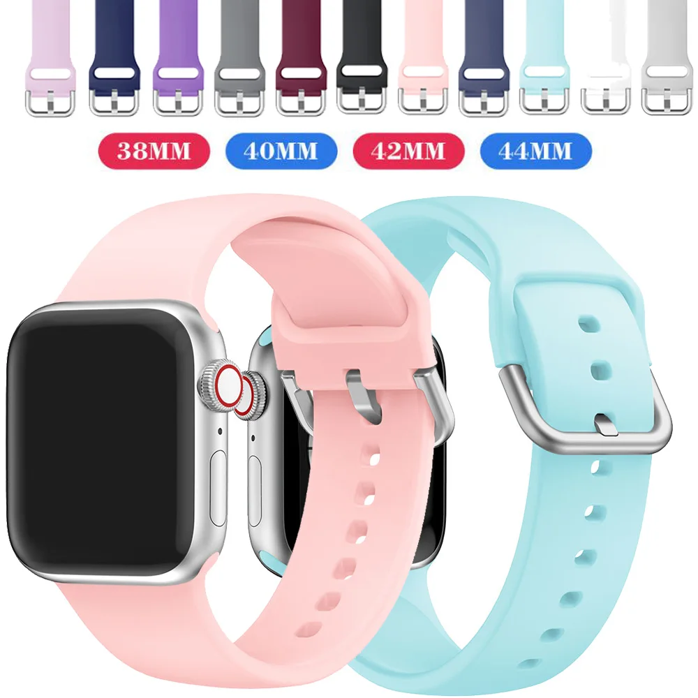 Ремешок силиконовый для Apple Watch Series 1 2 3 4 38 мм 40 42 44 | Наручные часы