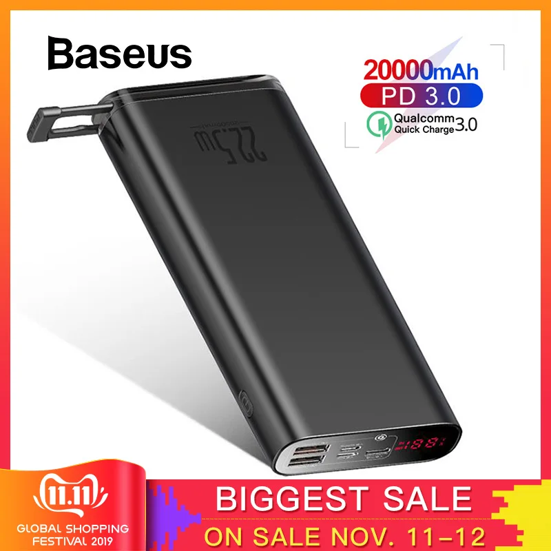 Baseus Power Bank 20000mAh Quick Charge 3.0 Type C USB PD Powerbank Portable External Phone Charger For iPhone Xiaomi Samsung
Baseus Power Bank 20000mAh Quick Charge 3.0 Type C USB PD Powerbank Portable External Phone Charger For iPhone Xiaomi Samsung