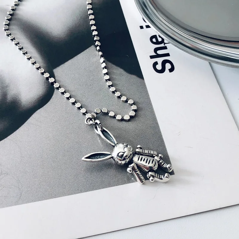 South Korea Dongdaemun Retro Retro S925 Fine Silver Accessories Online Celebrity Bunny Will Move the Pendant Women's Necklace Th 
South Korea Dongdaemun Retro Retro S925 Fine Silver Accessories Online Celebrity Bunny Will Move the Pendant Women's Necklace Th