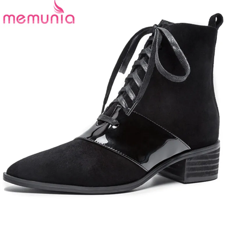 MEMUNIA 2020 new fashion ankle boots women suede leather mixed colors Chelsea boots pointed toe lace up low heel shoes woman
MEMUNIA 2020 new fashion ankle boots women suede leather mixed colors Chelsea boots pointed toe lace up low heel shoes woman