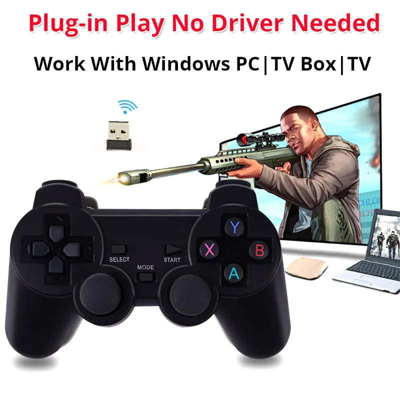 Горячая 2 4G беспроводной геймпад пк для PS3 tv Box джойстик игровой контроллер пульт