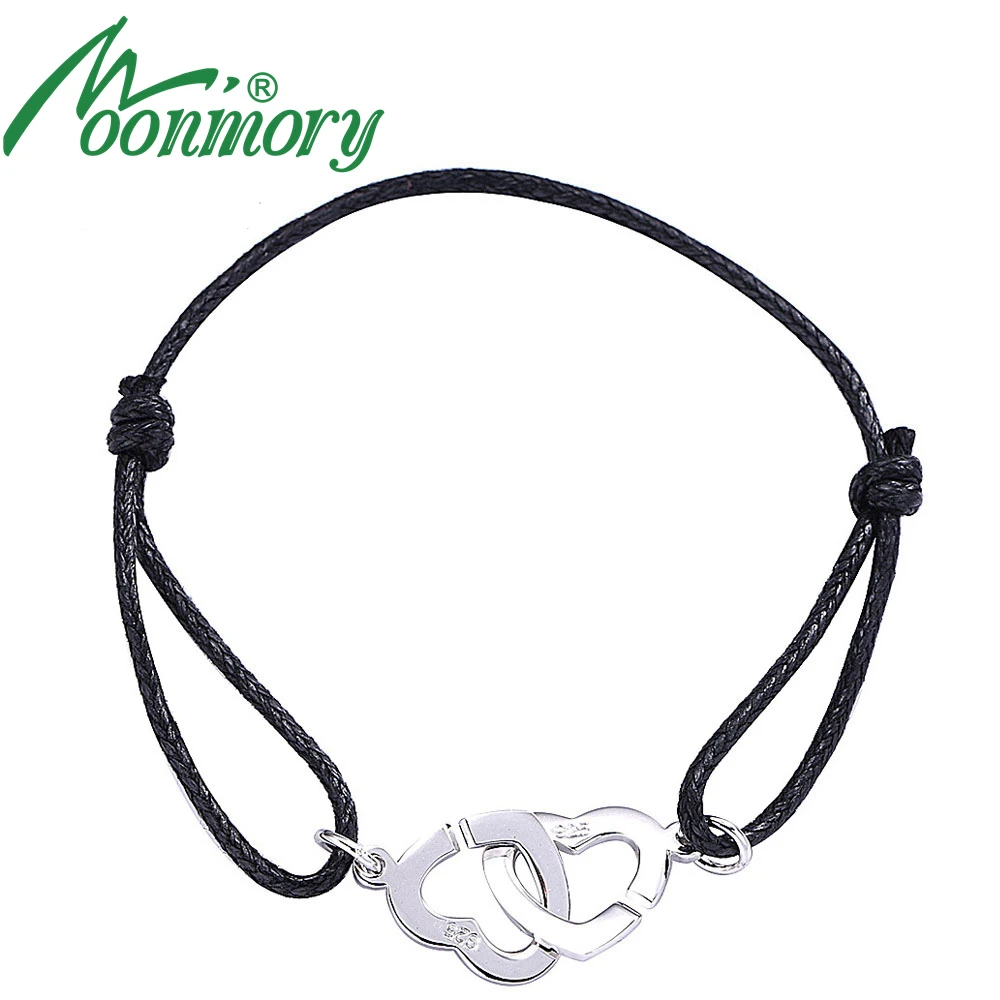Moonmory Heart Shaped 925 Sterling Silver Double Coeurs Bracelet For Women And Men With Black Rope Adjust Bracelet Wholesale
Moonmory Heart Shaped 925 Sterling Silver Double Coeurs Bracelet For Women And Men With Black Rope Adjust Bracelet Wholesale