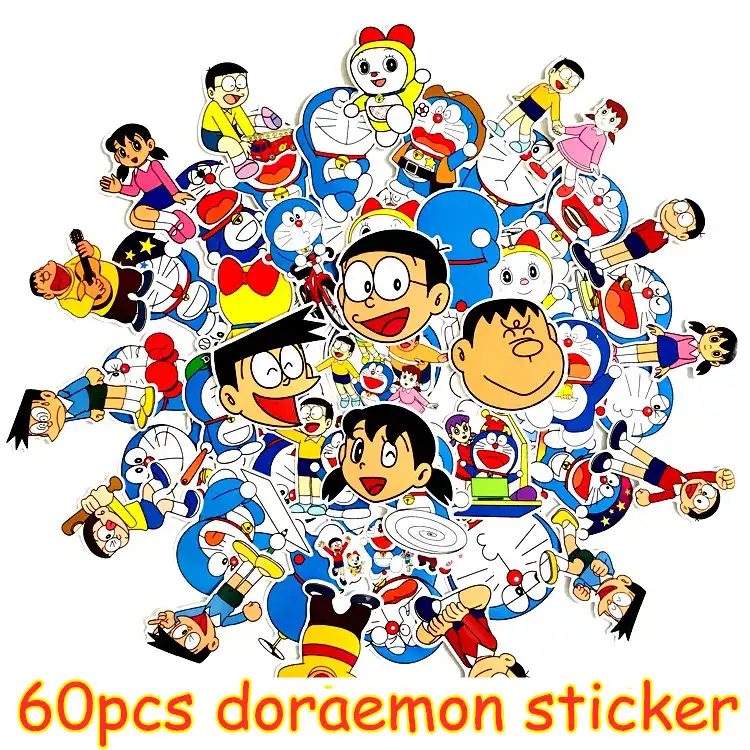 60 個の漫画ドラえもんラップトップ用スケートボード荷物デカールオフィスのおもちゃ家電ネットブック防水ステッカー ステッカー Gooum