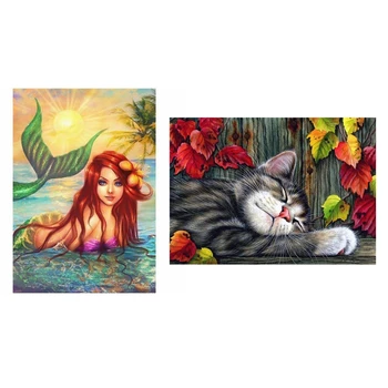 2 Set Full Drill 5D Diamond Painting Cross Stitch Embroidery Home Art Decor, Cat Leaves & Mermaid
2 Set Full Drill 5D Diamond Painting Cross Stitch Embroidery Home Art Decor, Cat Leaves & Mermaid