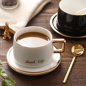 Luxury Nordic Cup Simple Solid Black High Quality Ceramic Cup Modern with Spoon Taza Home Afternoon Coffee Tea Cup SC MM60BYD 
Luxury Nordic Cup Simple Solid Black High Quality Ceramic Cup Modern with Spoon Taza Home Afternoon Coffee Tea Cup SC MM60BYD