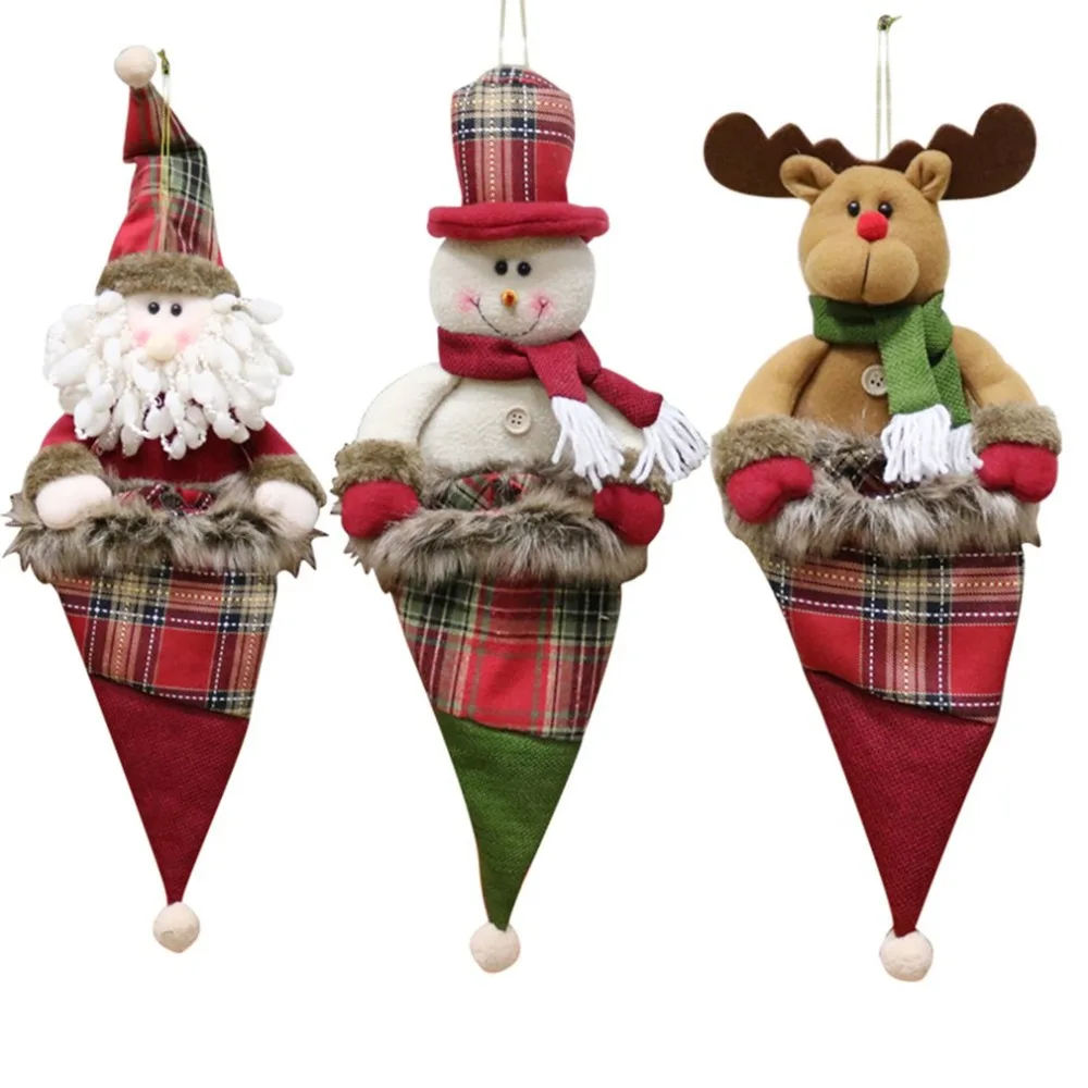 cute christmas stocking snowman santa claus moose gift candy bag