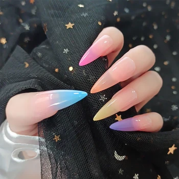 Long Stiletto Fake Nails Rainbow Color Full Cover False Nails with Glue Nail Decoration Artificial Nail Art Tips Faux Ongles
Long Stiletto Fake Nails Rainbow Color Full Cover False Nails with Glue Nail Decoration Artificial Nail Art Tips Faux Ongles