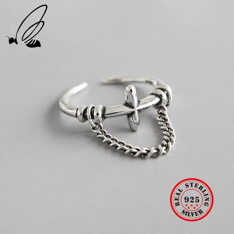 925 Sterling Silver Rings For Women Resizable Handmade Cross Chain Tassels Ring Anillos Accesorios Mujer Moda 2019 Jewellery
925 Sterling Silver Rings For Women Resizable Handmade Cross Chain Tassels Ring Anillos Accesorios Mujer Moda 2019 Jewellery
