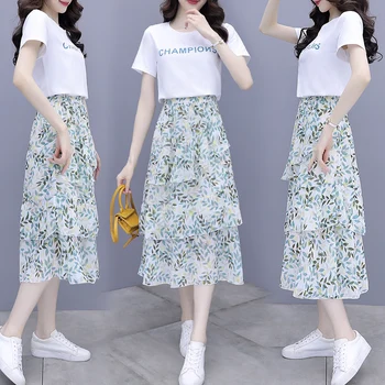 2020 Summer New Korean Two Piece Skirt Young Style Chiffon Slim T-shirt Floral Skirt Set Women Clothes
2020 Summer New Korean Two Piece Skirt Young Style Chiffon Slim T-shirt Floral Skirt Set Women Clothes