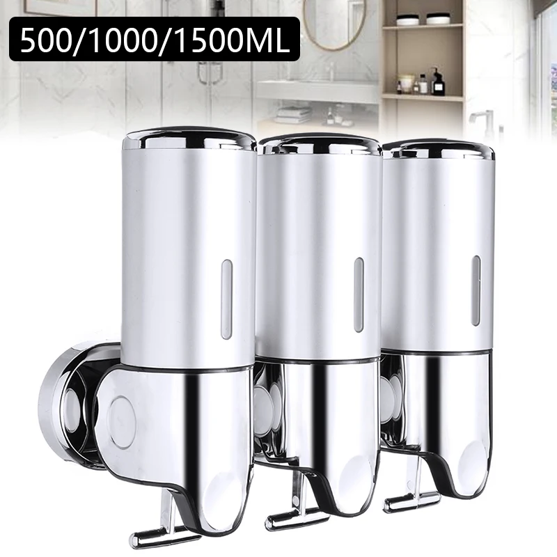 Фото Plastic Liquid Soap Dispenser Wall Mount Shampoo Dispensers Hand Kitchen Bottle Bathroom Accessories 500/1000/1500ML | Обустройство