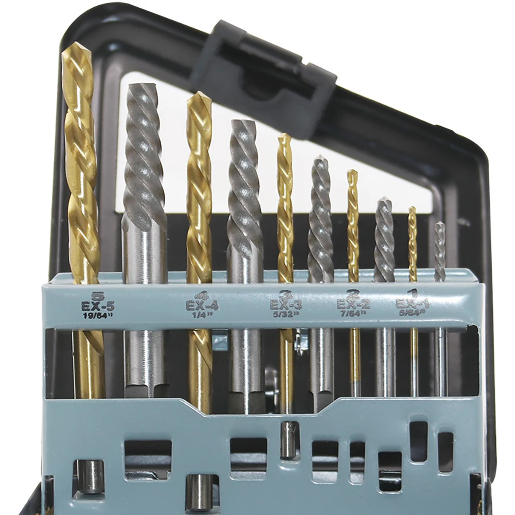 10pcs/set Convenient Cobalt Left Hand Drill Bit Broken Bolt Damaged Screw Extractor Set with Metal Case To Collect The Tools
10pcs/set Convenient Cobalt Left Hand Drill Bit Broken Bolt Damaged Screw Extractor Set with Metal Case To Collect The Tools