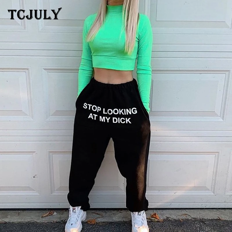 TCJULY Fashion Letter STOP LOOKING AT MY DICK Printed Harem Pants With Pockets High Waist Drawstring Loose Casual Trousers Women
TCJULY Fashion Letter STOP LOOKING AT MY DICK Printed Harem Pants With Pockets High Waist Drawstring Loose Casual Trousers Women