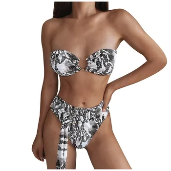 Sexy Women Bra Set Summer Swimming 2 Piece Set Snake Print Ring Bandage Tracksuit Beachwear maillot de bain femme Monokini Z0605
Sexy Women Bra Set Summer Swimming 2 Piece Set Snake Print Ring Bandage Tracksuit Beachwear maillot de bain femme Monokini Z0605