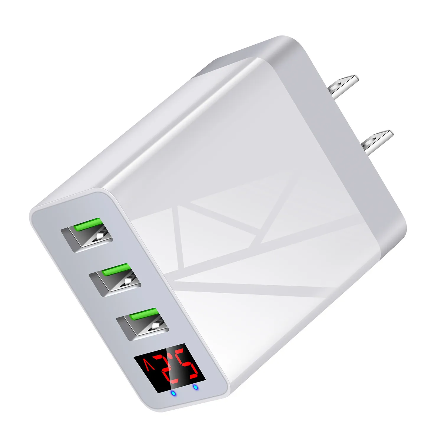 USB Adapter 3 Port Fast Quick Charge QC 3.0 Hub Wall Charger 3.1A Power Digital display US/EU/UK Charger-L01 | Электроника