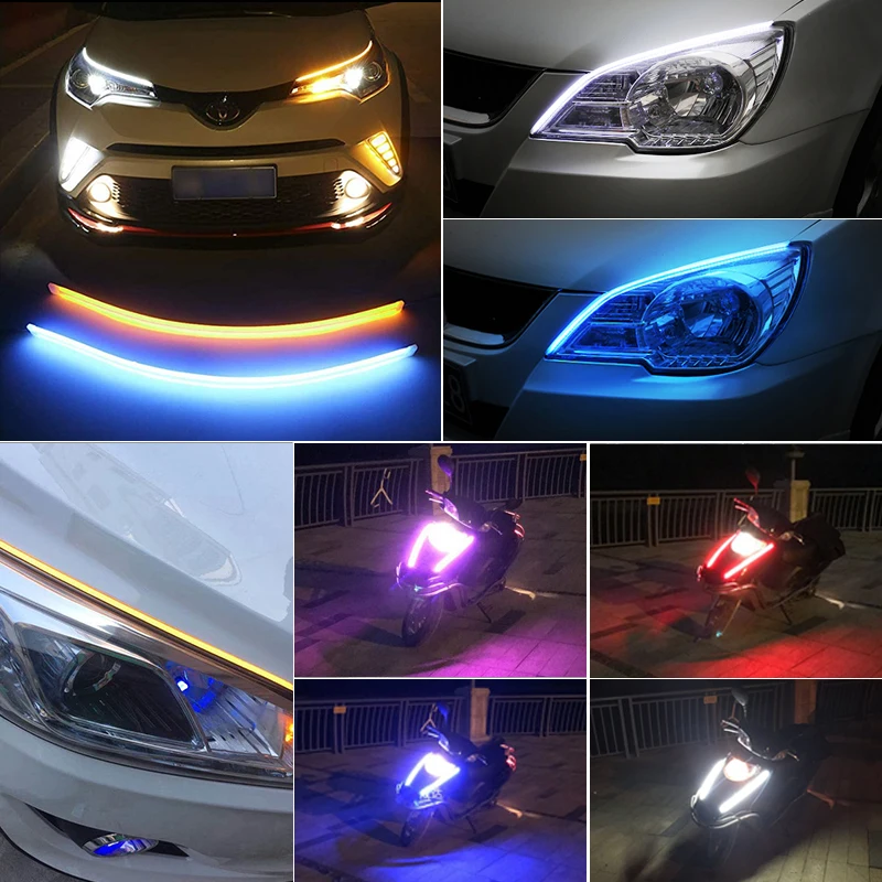 2pcs DRL Daytime Running Lights For Car Dynamic Streamer LED Dual Colorful Trunk Tail Light Turn Signal Car Rear Lamp 30/45/60cm
2pcs DRL Daytime Running Lights For Car Dynamic Streamer LED Dual Colorful Trunk Tail Light Turn Signal Car Rear Lamp 30/45/60cm
