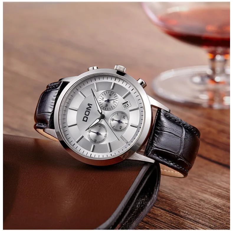 DOM (Dom) Genuine Leather Timing MEN'S Quartz Watch Sapphire Mirror Waterproof MEN'S Watch MS-301L-7M 
DOM (Dom) Genuine Leather Timing MEN'S Quartz Watch Sapphire Mirror Waterproof MEN'S Watch MS-301L-7M