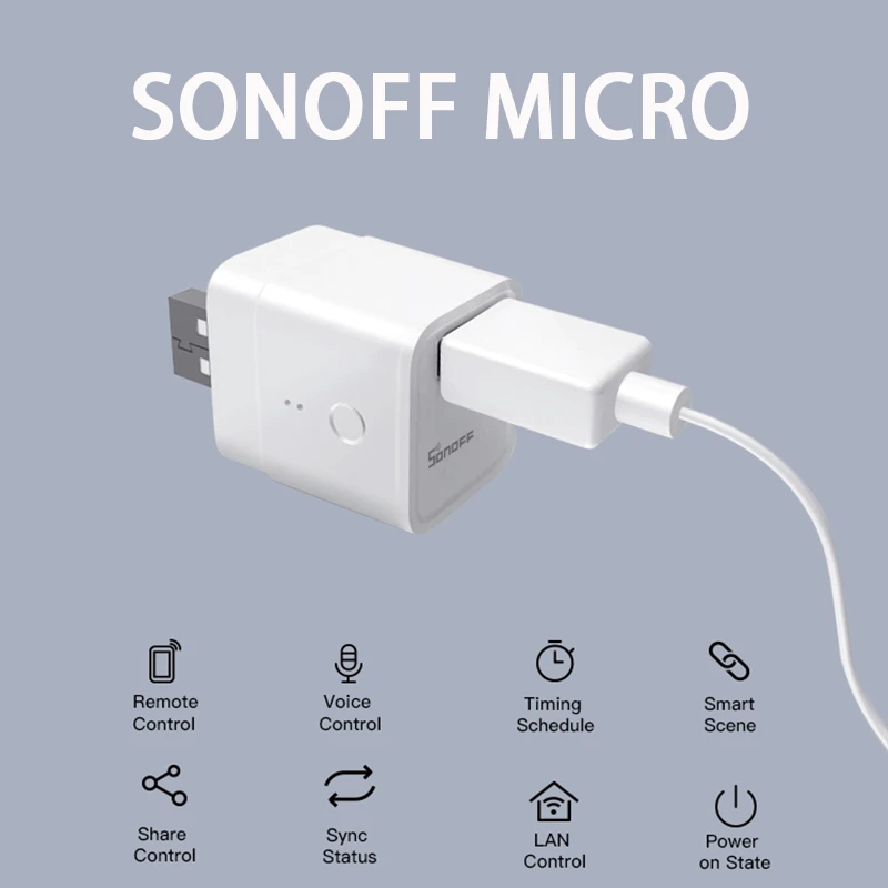 SONOFF Micro Mini Wifi USB адаптер питания 5 в умный дом пульт дистанционного управления Conotrol
