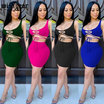 Solid Color Women Set Skirt Two Pieces Set Lace Up Crop Top +Bodycon Mini Skirts Suit Outfit Matching Set Plus Size Dress
Solid Color Women Set Skirt Two Pieces Set Lace Up Crop Top +Bodycon Mini Skirts Suit Outfit Matching Set Plus Size Dress