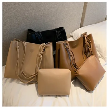 2PCS/SET Soft PU Leather Lady Totes Casual Women's Bucket Retro Composite Bags 2020 Summer Female Shoulder Bag Versatile Handbag
2PCS/SET Soft PU Leather Lady Totes Casual Women's Bucket Retro Composite Bags 2020 Summer Female Shoulder Bag Versatile Handbag
