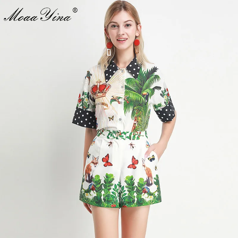 MoaaYina Fashion Designer Set Spring Women Short sleeve Rainforest Print Shirt Tops+Shorts Two-piece set
MoaaYina Fashion Designer Set Spring Women Short sleeve Rainforest Print Shirt Tops+Shorts Two-piece set