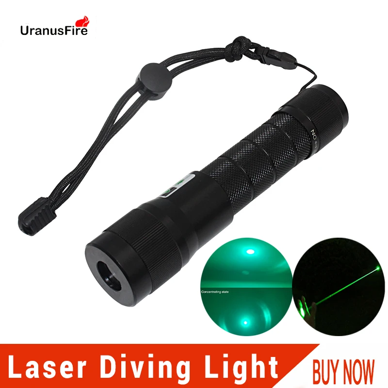 

Uranusfire Green Laser Diving Flashlight Portable Lighting Torch Waterproof Underwater 100M LED Laser Scuba Dive Light Torches