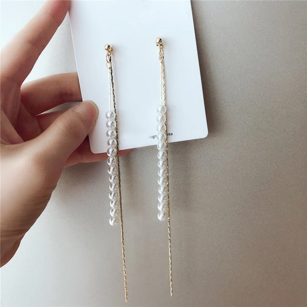 Fashion Women Earrings 2019 Simple Pearl Tassel Earrings For Women Accessories Jewelry Elegant Long Pendants Stud Earrings 
Fashion Women Earrings 2019 Simple Pearl Tassel Earrings For Women Accessories Jewelry Elegant Long Pendants Stud Earrings